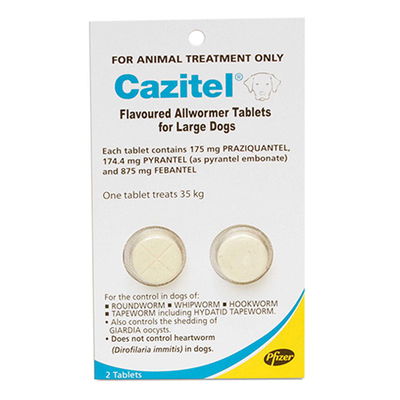 Cazitel Flavoured Allwormer For Large Dogs 35Kg (Blue) - 77lbs