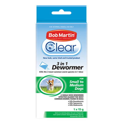 Bob Martin Clear 3 in 1 Dewormer for Small to Medium 1x15g