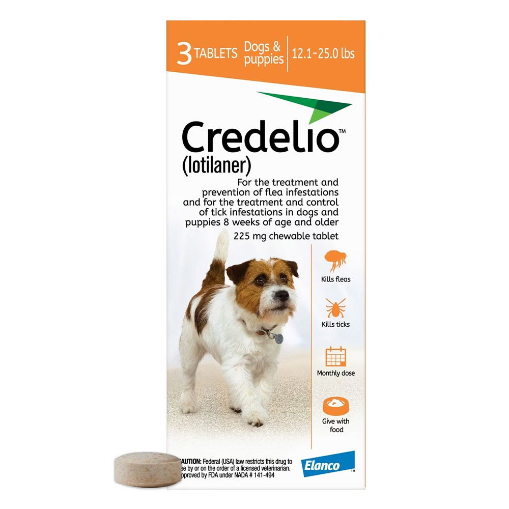 Credelio for Dogs 12 to 25 lbs (225mg) Orange