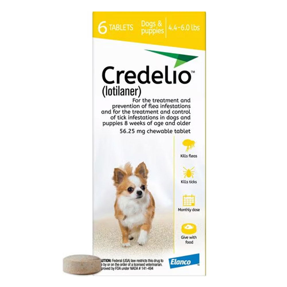 Credelio for Dogs 4.4 to 06 lbs (56.25 mg ) Yellow