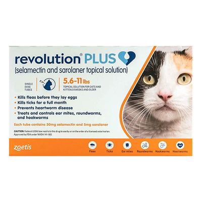 Revolution Plus for Medium Cats, Orange, 2.5 - 5 Kg (5.5-11lbs)