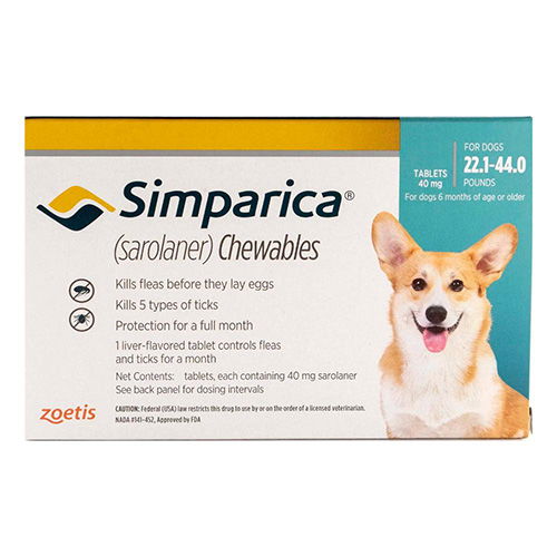 Simparica Chewables for Dogs, Blue, 10 - 20 Kg (22.1-44lbs)