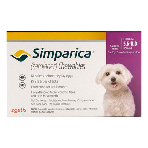 Simparica Chewables for Dogs, Purple, 2.5 - 5 Kg (5.6-11lbs)