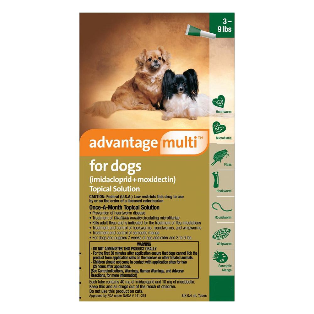 Advantage Multi (Advocate) for Small Dogs, Green, Up To 4 Kg (Up To 9lbs)