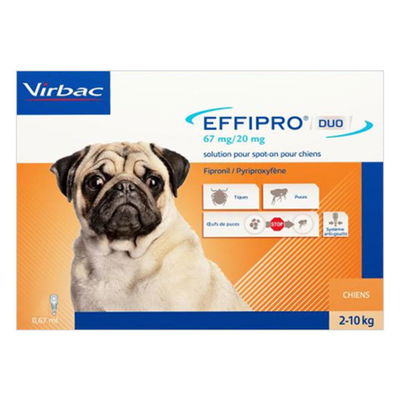 Effipro DUO Spot-On  for Small Dogs, Up To 10Kg (Up To 22lbs) Orange