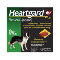 Heartgard Plus Chewables for Medium Dogs, Green, 12 - 22 Kg (26-50lbs)