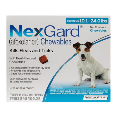 Nexgard Chewables for Medium Dogs, Blue, 4.1 - 10 Kg (10.1-24lbs) 28mg