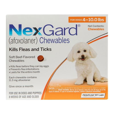 Nexgard Chewables for Small Dogs, Orange, 2 - 4 Kg (4-10lbs) 11mg