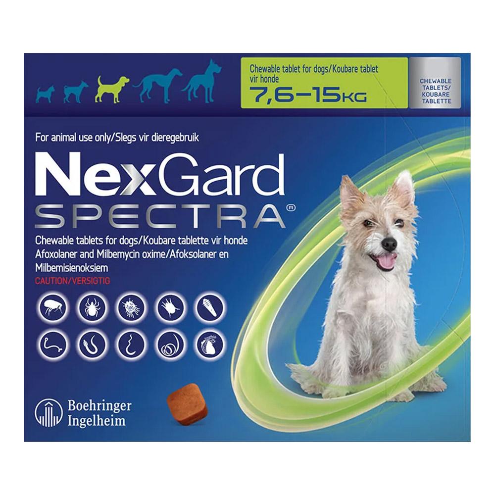 Nexgard Spectra Tab for Medium Dogs, Green, 7.6 - 15 Kg (16.5-33lbs)