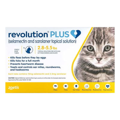 Revolution Plus for Kittens and Small Cats, Yellow, 1.25 - 2.5 Kg (2.8-5.5lbs)