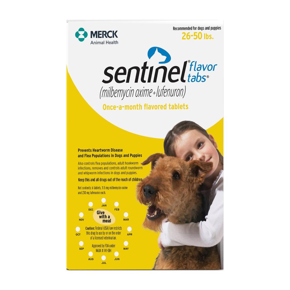 Sentinel for Dogs, Yellow, 11.1 - 22 Kg (26-50lbs)