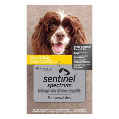 Sentinel Spectrum For Dogs for Dogs 25 - 50 Lbs Yellow